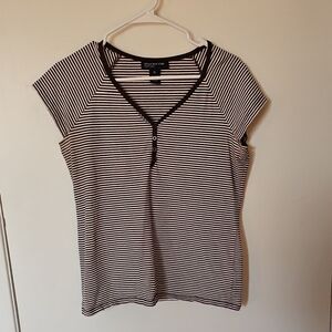 Brown and White Striped Top